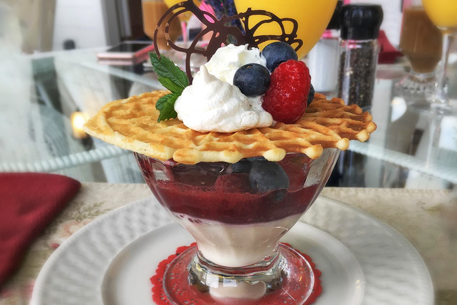 waffle atop parfait