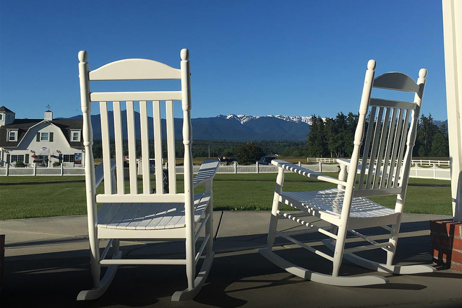 outside chairs views towards mountains