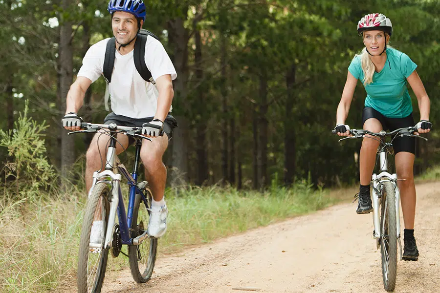 Couple on Traditional Bikes